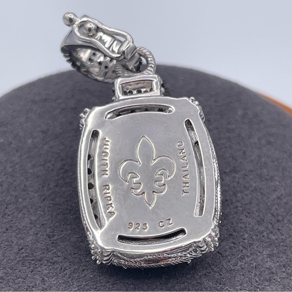 Judith Ripka Smoky Citrine Quartz Enhancer Pendant 925 Sterling Silver Color CZ - Picture 2 of 9